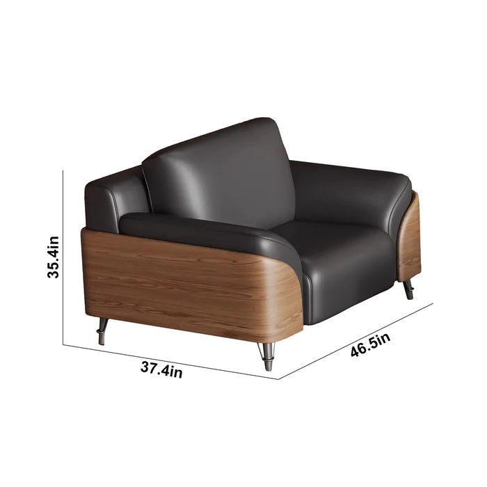 Brady 47-86" Black PU/Genuine Leather Lounge Seating Sofas | AF [ZT] LY-V04