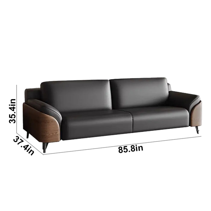 Brady 47-86" Black PU/Genuine Leather Lounge Seating Sofas | AF [ZT] LY-V04