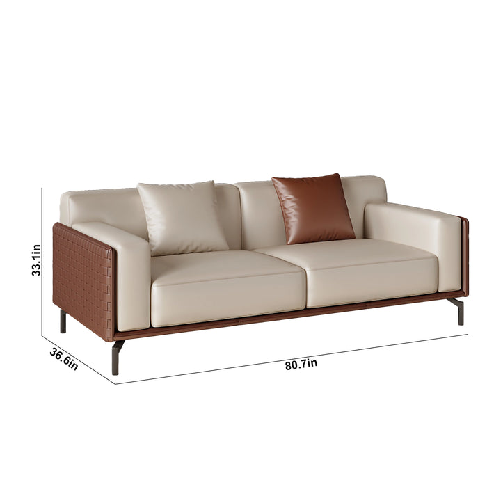 Carson 41-81" Beige PU/Genuine Leather Lounge Seating Sofas | AF [ZT] LY-V02