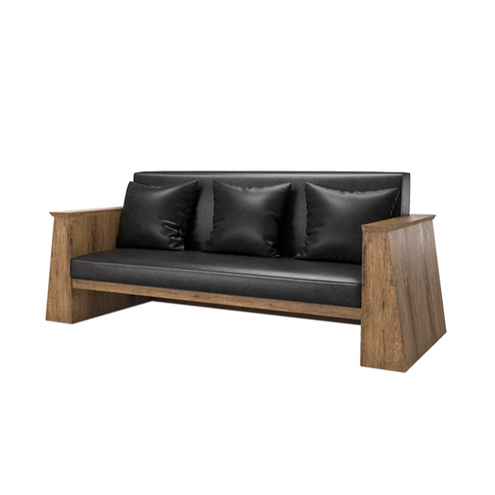 Arcadia Tribeca High-end Brown Frame with Black Upholstery Commercial and Residential Lounge and Waiting Room Chair Sofa Seating for Front Desks and Lobbies