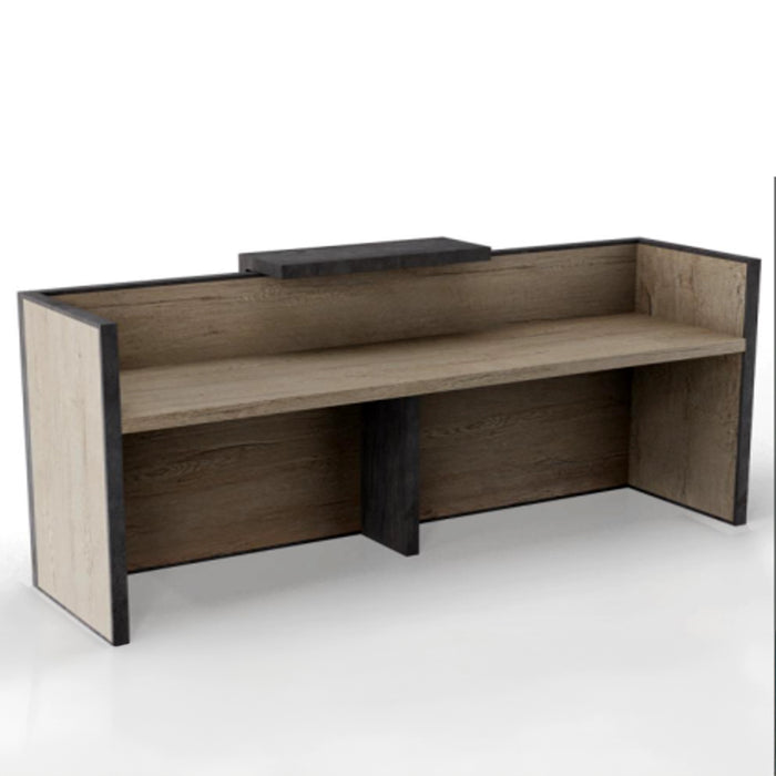 Arcadia Mid-sized High-end Dark Gray with Natural Brown Oak Front Reception Desk for Lobbies and Waiting Rooms