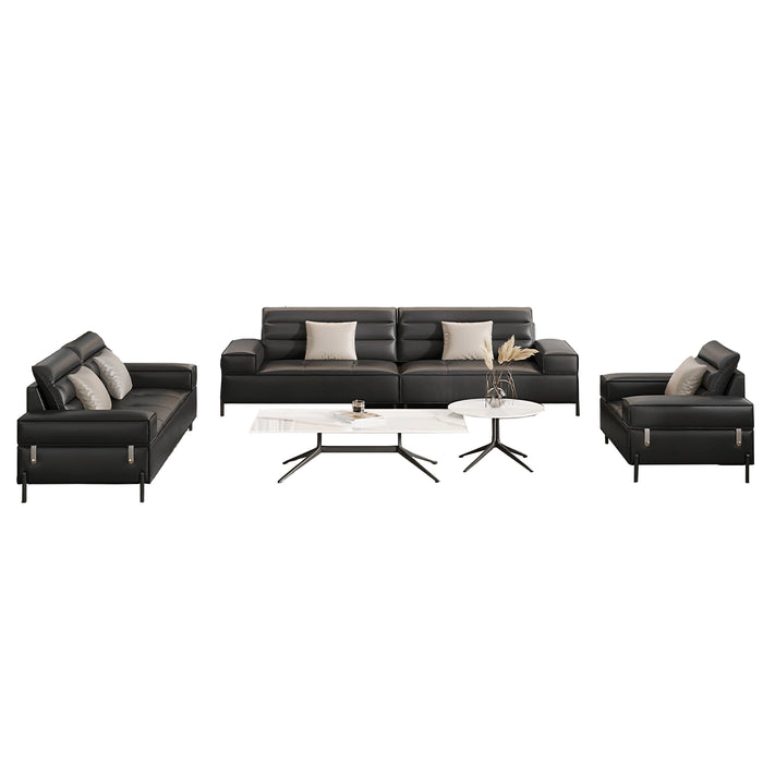 Jace 40-106" Black PU/Genuine Leather Lounge Seating Sofas | AF [ZT] LY-V03