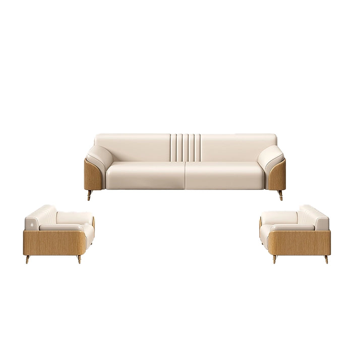 Lianah 43-86" Beige Microfiber Leather Lounge Seating Sofas | AF Danaya 63-79" Beige L-shaped Executive Desk | ZT-Z485016