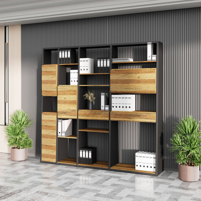 Winona 90-129" Open Display Wall Shelving Unit | AF Essence Tribeca  WX-NS2802