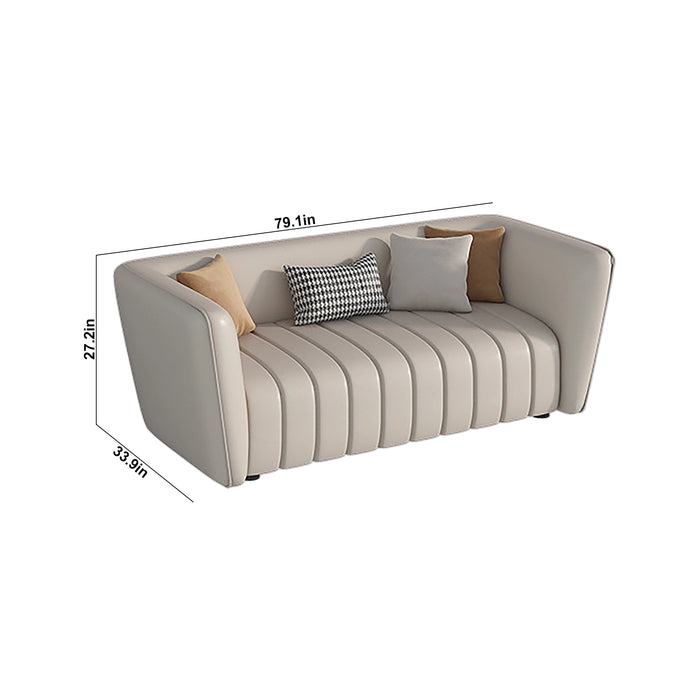 Nicolas 38-105" Beige PU Leather Lounge Seating Sofas | AF [ZT] LY-X1