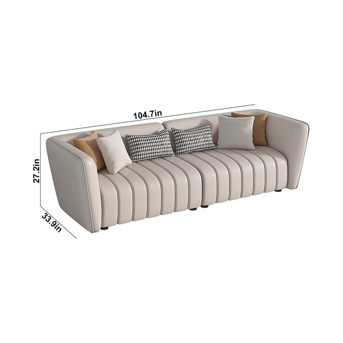 Nicolas 38-105" Beige PU Leather Lounge Seating Sofas | AF [ZT] LY-X1