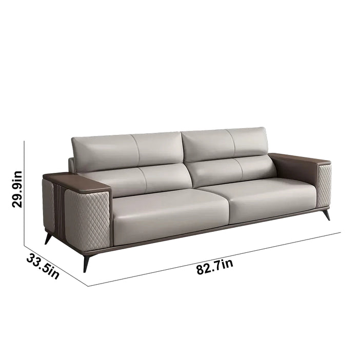 Oliver 43-83" Gray/Black PU/Genuine Leather Lounge Seating Sofas | AF [ZT] LY-XR2