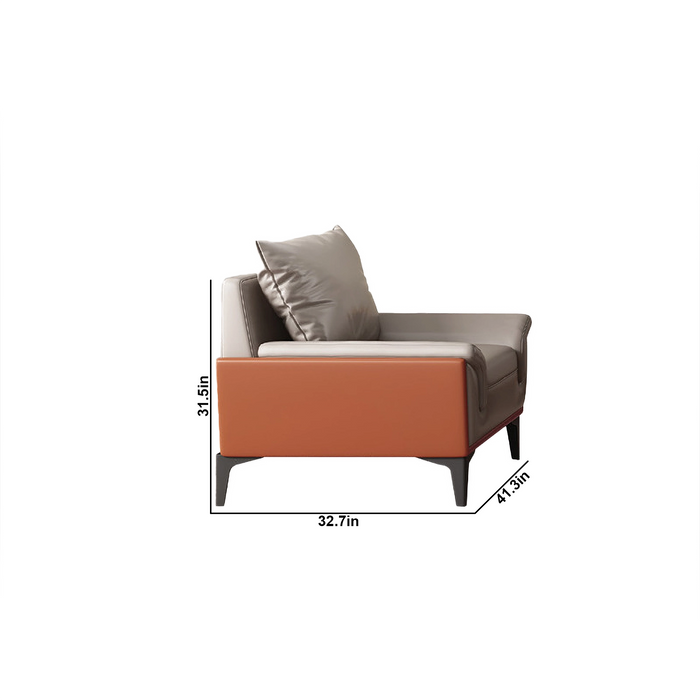 Arcadia Silver White High-end Orange Frame with White Upholstery Commercial and Residential Lounge and Waiting Room Chair Sofa Seating for Front Desks and Lobbies