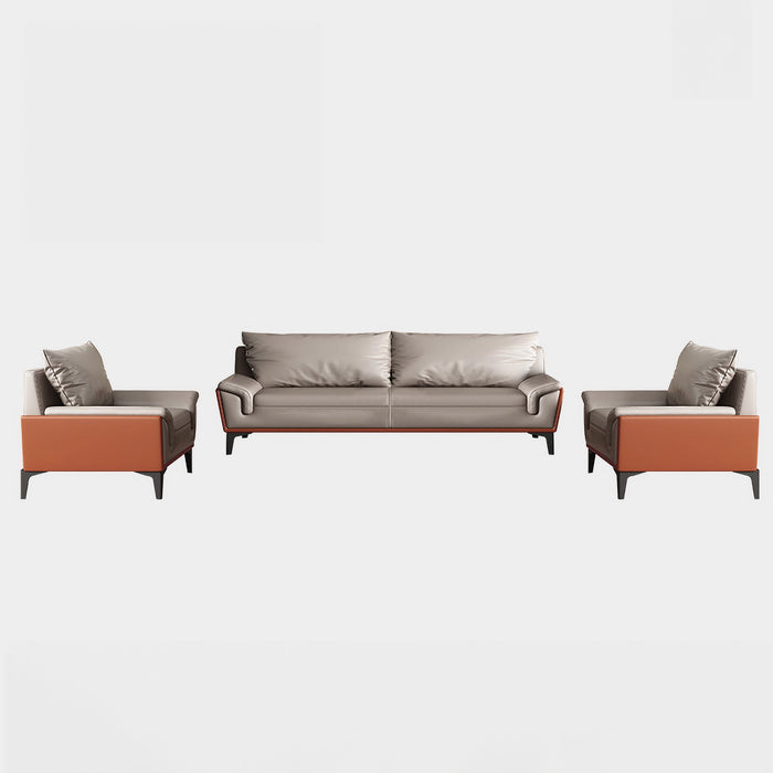 Arcadia Silver White High-end Orange Frame with White Upholstery Commercial and Residential Lounge and Waiting Room Chair Sofa Seating for Front Desks and Lobbies