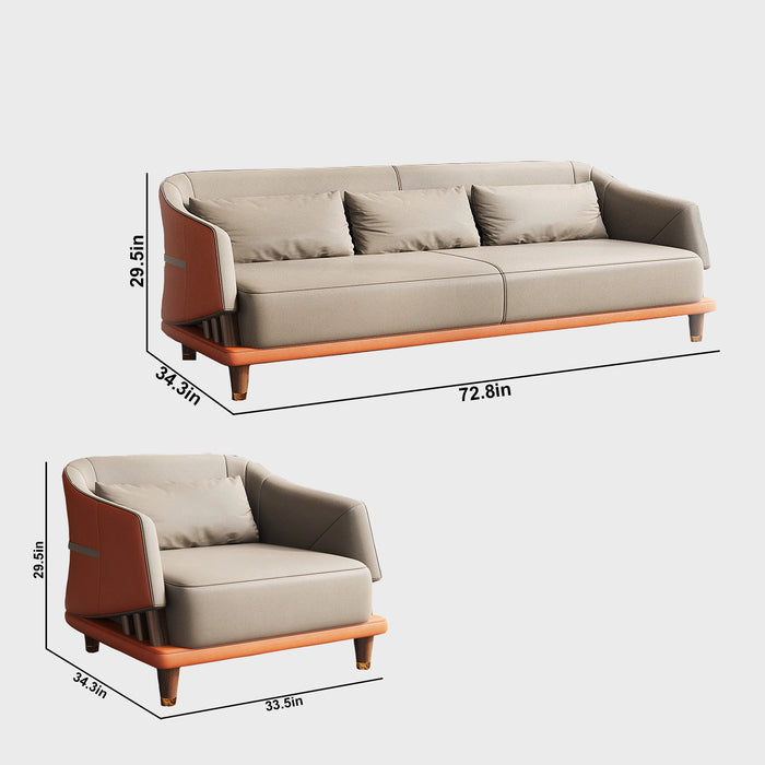 Arcadia Oat High-end Orange Frame with Brown Upholstery Commercial and Residential Lounge and Waiting Room Chair Sofa Seating for Front Desks and Lobbies