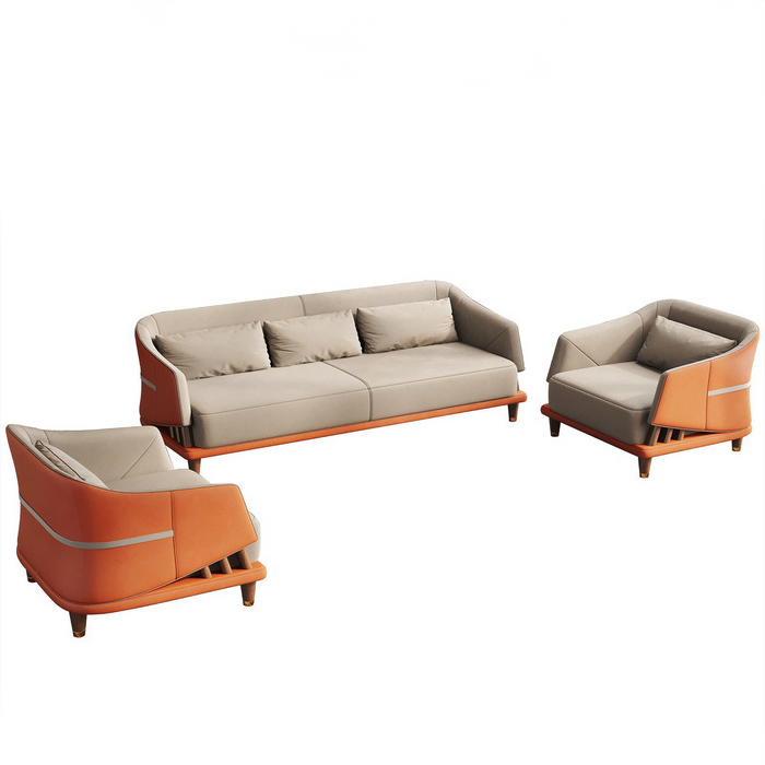 Arcadia Oat High-end Orange Frame with Brown Upholstery Commercial and Residential Lounge and Waiting Room Chair Sofa Seating for Front Desks and Lobbies