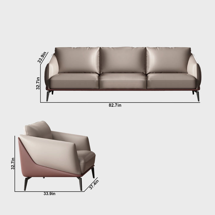 Arcadia Latte High-end Red Wine Frame with Brown Upholstery Commercial and Residential Lounge and Waiting Room Chair Sofa Seating for Front Desks and Lobbies