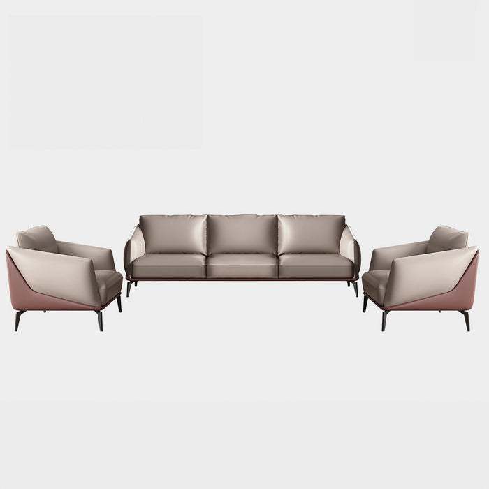 Arcadia Latte High-end Red Wine Frame with Brown Upholstery Commercial and Residential Lounge and Waiting Room Chair Sofa Seating for Front Desks and Lobbies