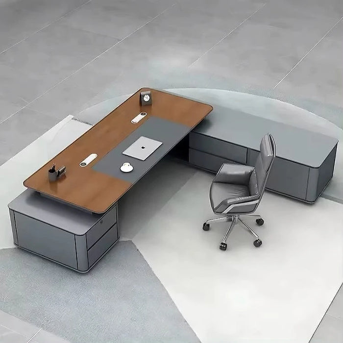 Escritorio ejecutivo en forma de L Aeron de 95 a 126" en color gris | AF LY-NK-8008