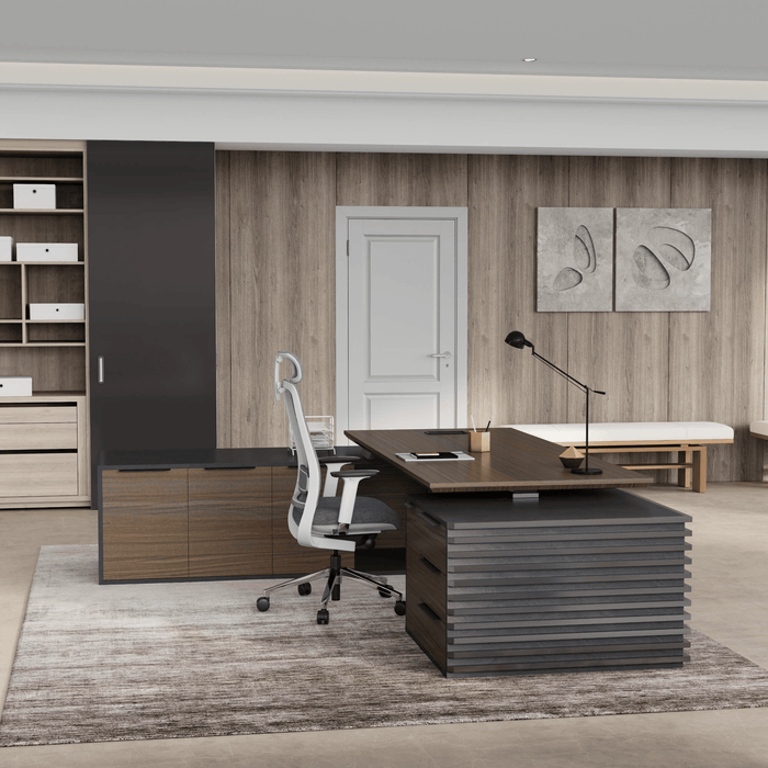 Escritorio ejecutivo ajustable en forma de L de 71 a 95" de Anderson | AF Essence Tribeca WX-N2801-LIFT