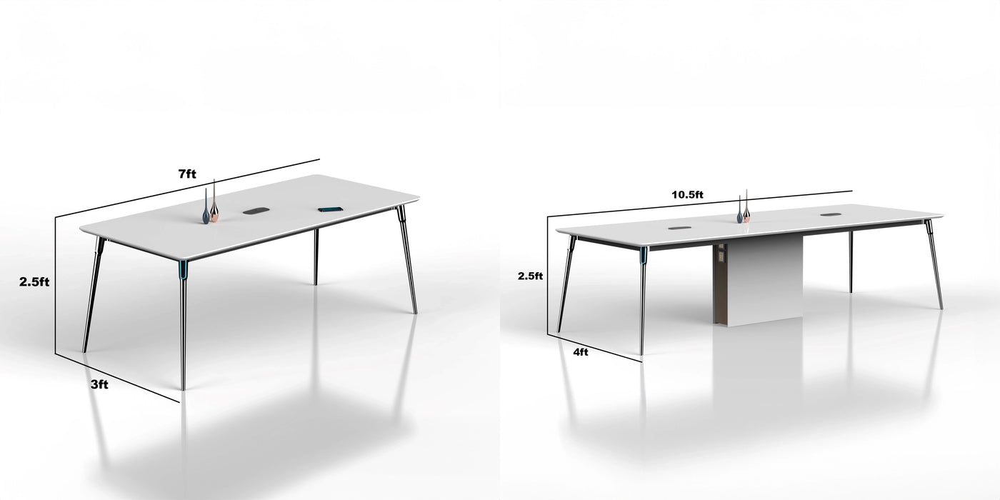 Arcadia 高端优质 7 至 11 英尺象牙白会议桌，适用于会议室和董事会议室，带充电端口