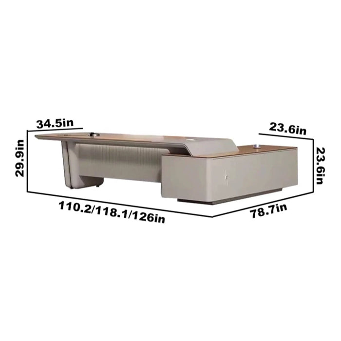 Escritorio ejecutivo Cassiel en forma de L de 110 a 126" en color gris | AF LY-ZB-01