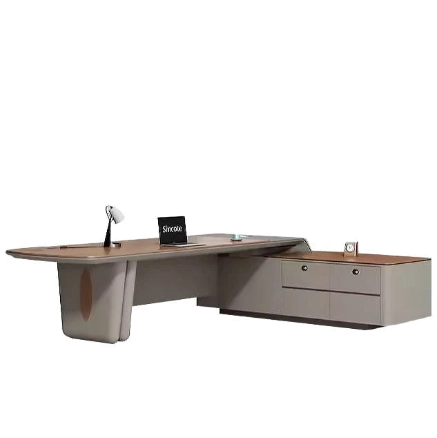 Escritorio ejecutivo Cassiel en forma de L de 110 a 126" en color gris | AF LY-ZB-01