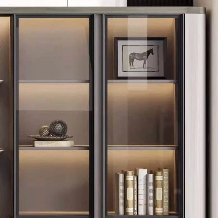 Contessa 95-142" Gray Library Wall Shelving Unit | AF Merceli Gray YJ-G-C01-3