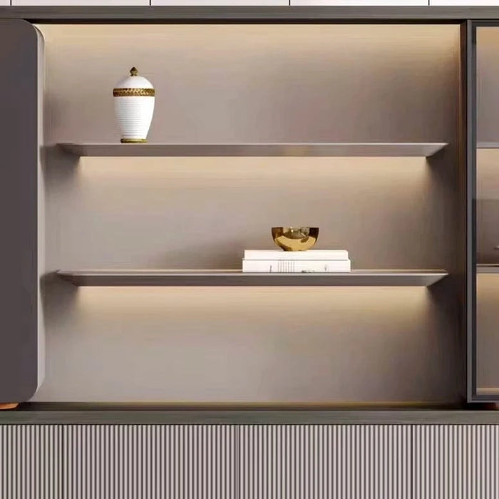 Contessa 95-142" Gray Library Wall Shelving Unit | AF Merceli Gray YJ-G-C01-3