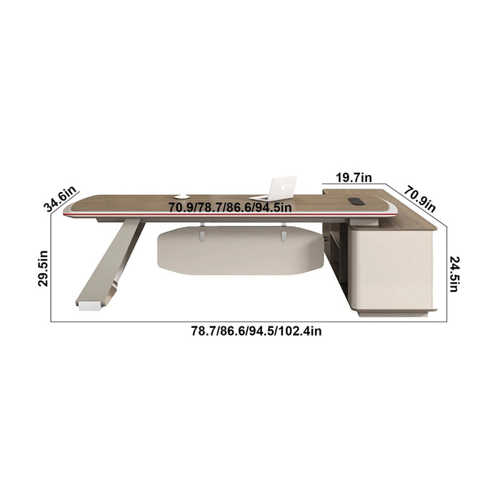 Creedon 79-102" Beige L-shaped Executive Desk | AF LY-ZY-B25A