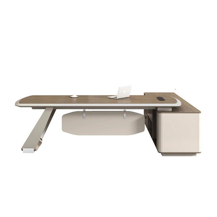 Creedon 79-102" Beige L-shaped Executive Desk | AF LY-ZY-B25A