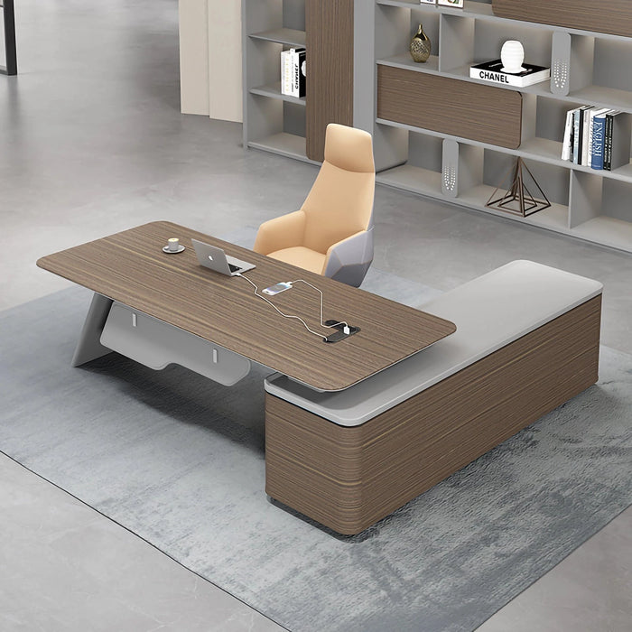 Dashiel 79-102" Brown L-shaped Executive Desk | AF LY-CJ3