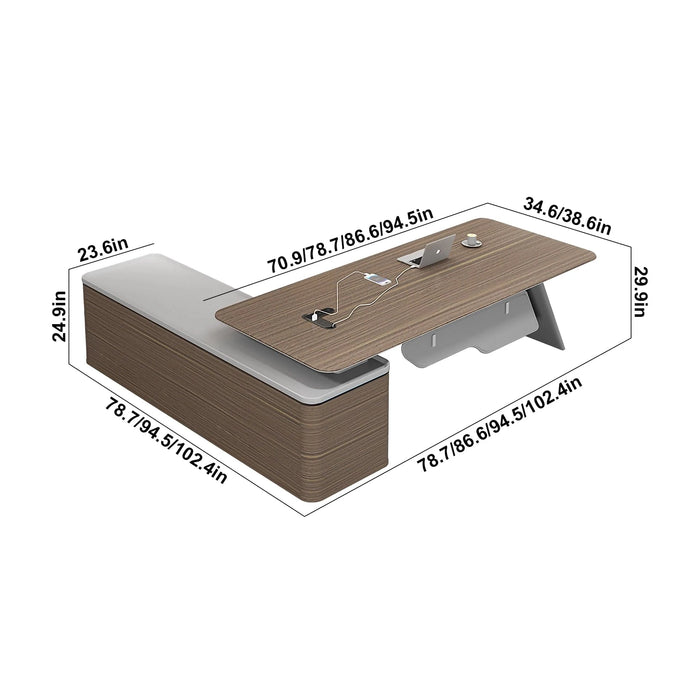 Dashiel 79-102" Brown L-shaped Executive Desk | AF LY-CJ3