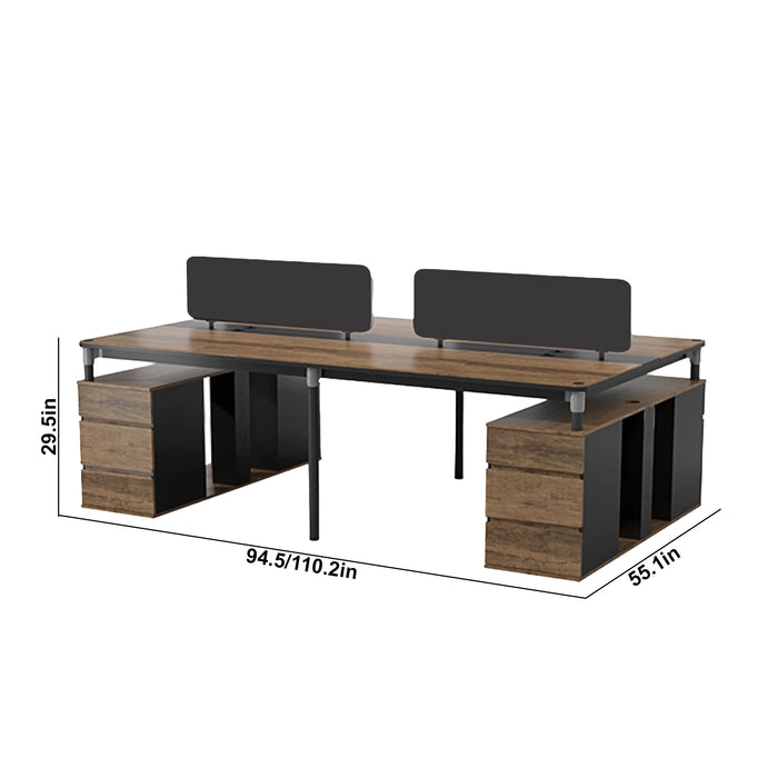 Arcadia Professional Mahogany Ash Commercial Staff Office Workplace Four-Seat Workstation Desks Suitable for Offices