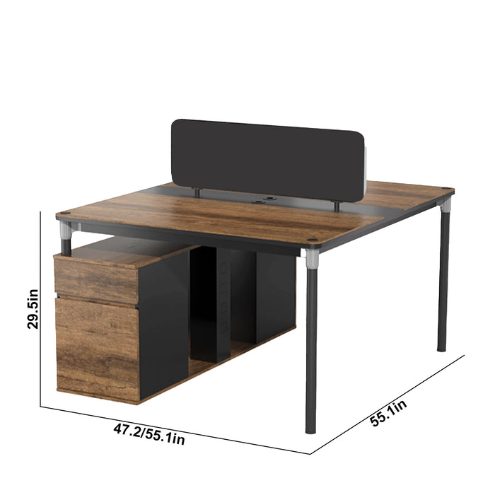 Arcadia Professional Noirwood Mahogany Commercial Staff Office Workplace Two-Seat Workstation Desks Suitable for Offices