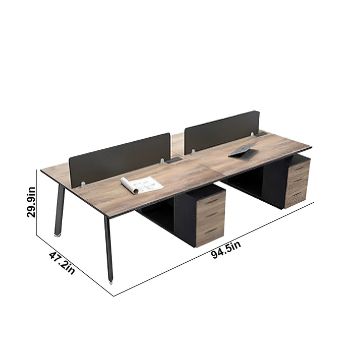 Arcadia Professional Deepwood Harmony Commercial Staff Office Workplace Four-Seat Workstation Desks Suitable for Offices