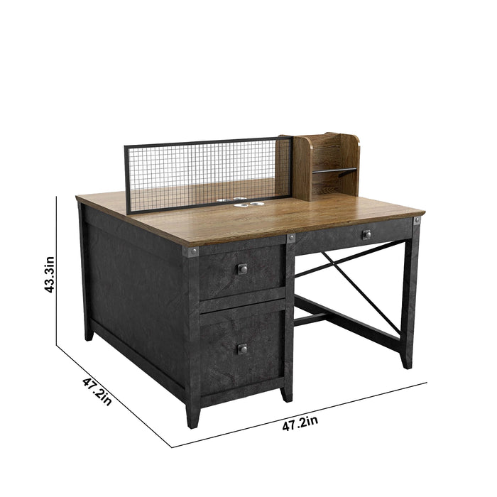 Arcadia Professional Dynasty Blend Commercial Staff Office Workplace Two-Seat Workstation Desks Suitable for Offices