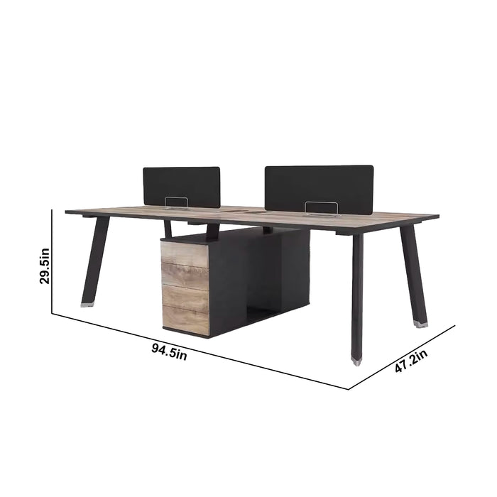 Arcadia Professional Deepwood Harmony Commercial Staff Office Workplace Four-Seat Workstation Desks Suitable for Offices