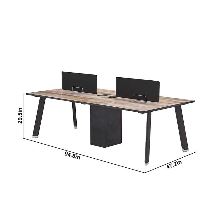 Arcadia Professional Deepwood Harmony Commercial Staff Office Workplace Four-Seat Workstation Desks Suitable for Offices