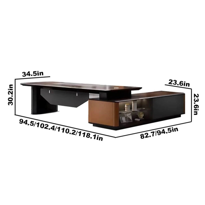 Escritorio ejecutivo Edgar en forma de L de 95 a 112" en color marrón | AF Royal Knight LY-QS-01