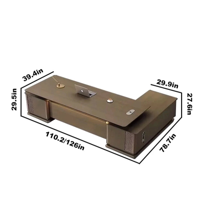 Escritorio ejecutivo en forma de L Emilio de 110 a 126" en color marrón | AF JM-JB49