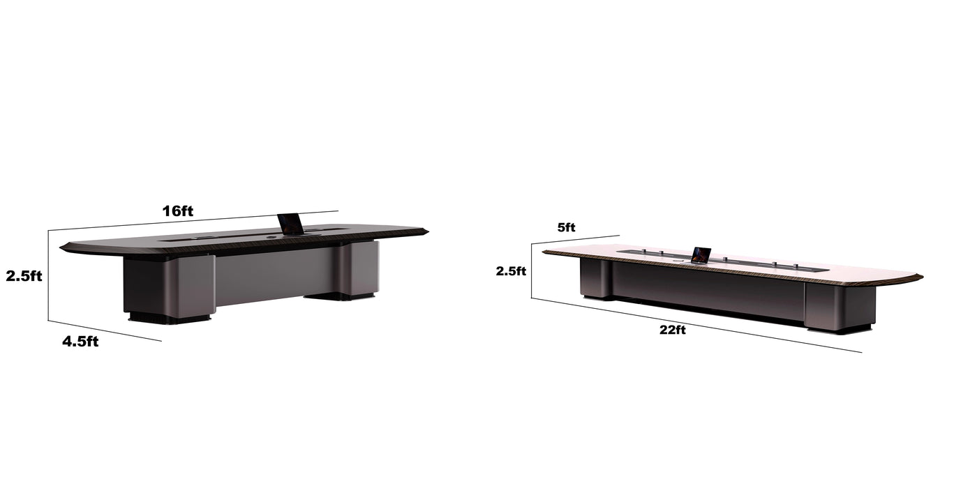 Arcadia 高端优质 16 至 22 英尺金属银色会议桌，适用于会议室和董事会议室，带充电功能