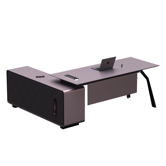 Rocco 87" Gray L-shaped Executive Desk | AF Merceli Sliver YJ-FA-T06