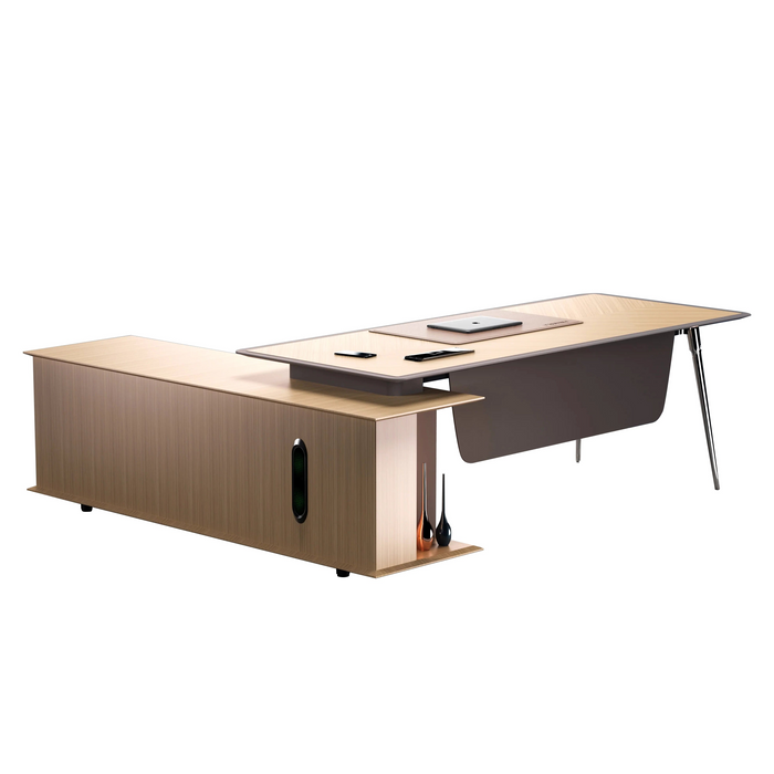 Tullio 95" Gold L-shaped Executive Desk | AF Merceli Gold YJ-FB01-T03