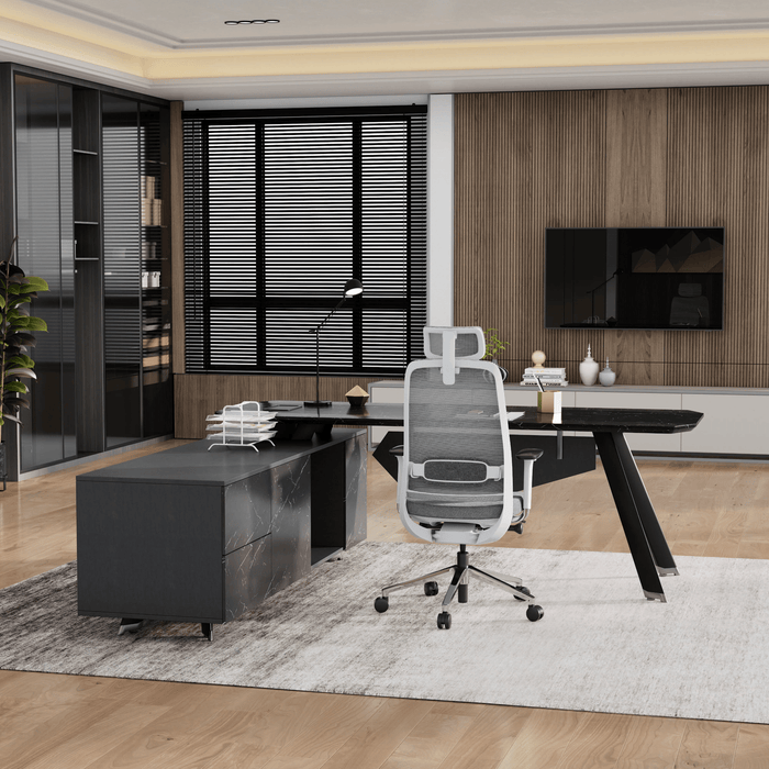 Genesis 71-79" L-shaped Executive Desk | AF Essence Tribeca WX-NW001