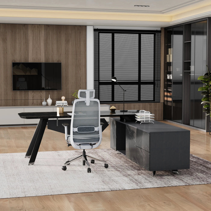 Genesis 71-79" L-shaped Executive Desk | AF Essence Tribeca WX-NW001