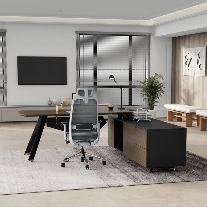 Genesis 71-79" L-shaped Executive Desk | AF Essence Tribeca WX-NW001