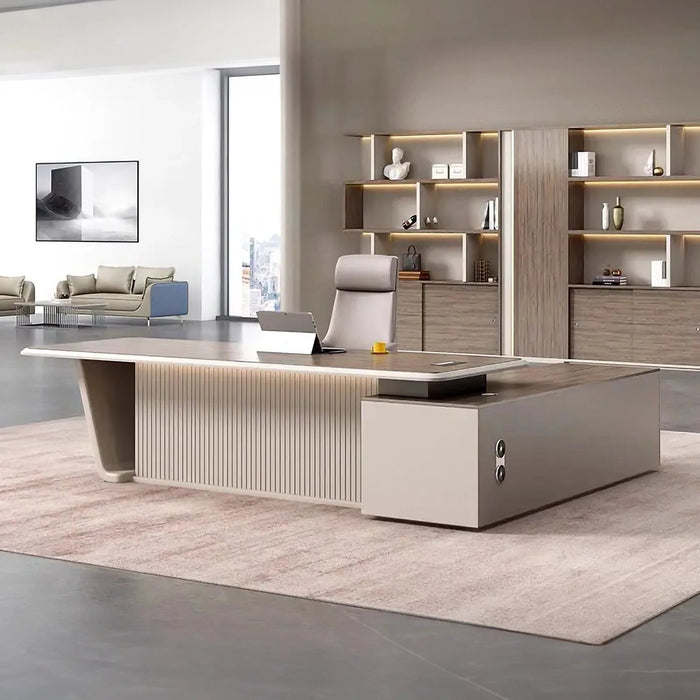 Hawk 79-102" Beige L-shaped Executive Desk| AF LY-ZY-B19