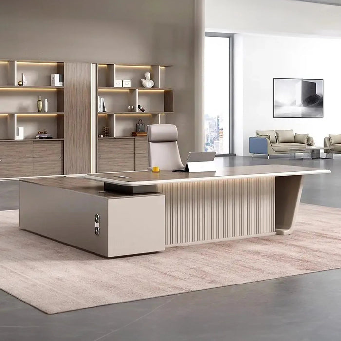 Hawk 79-102" Beige L-shaped Executive Desk| AF LY-ZY-B19