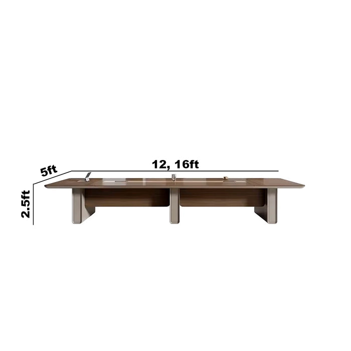 Arcadia Modern（8 至 16 英尺，可容纳 10 至 20 人）棕色和灰色会议室会议桌
