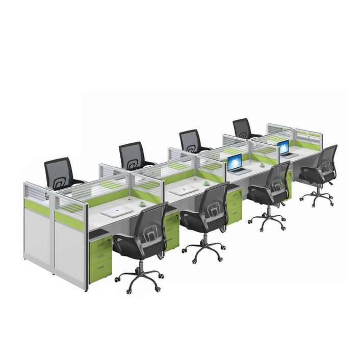 Arcadia 专业白色和绿色经典商业职员办公室工作场所工作站办公桌和套装适合办公室