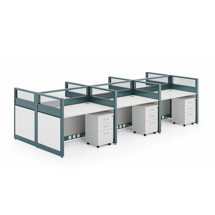 Arcadia Professional White and Teal Classic Commercial Staff Office Workplace Workstation Desks and Sets Suitable for Offices