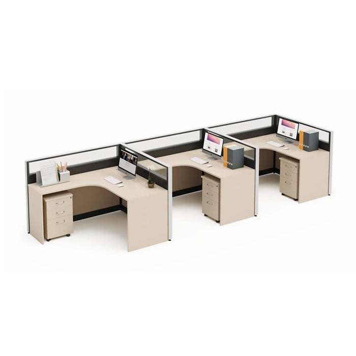 Arcadia Professional Beige Tan and Gray Cubicle Commercial Staff Office Workplace Workstation Desks and Sets Suitable for Offices