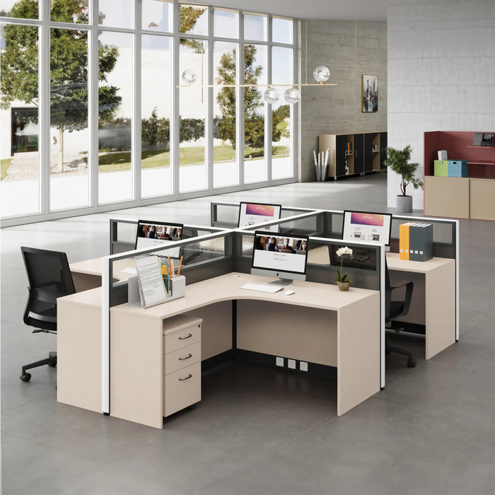Arcadia 专业米色棕褐色和灰色隔间商业职员办公室工作场所工作站办公桌和套装适合办公室