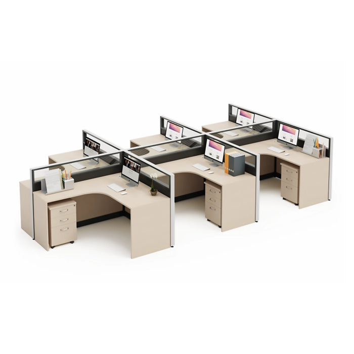 Arcadia Professional Beige Tan and Gray Cubicle Commercial Staff Office Workplace Workstation Desks and Sets Suitable for Offices